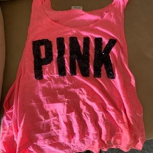 Pink sequence tank top.